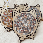 🎁Nice Christmas Gift🎅135-Piece Morandi-Colored Cat Shaped Wooden Jigsaw Puzzle