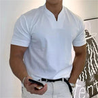 💎 Men's Gentleman Business Short Sleeve T-Shirt – V-Neck, Breathable Cotton Blend & Available Up to 5XL 👕✨