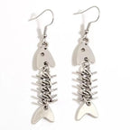 ハンドメイド 魚の骨モチーフ アンティークシルバー ピアス