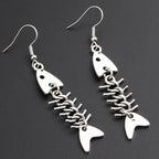 ハンドメイド 魚の骨モチーフ アンティークシルバー ピアス