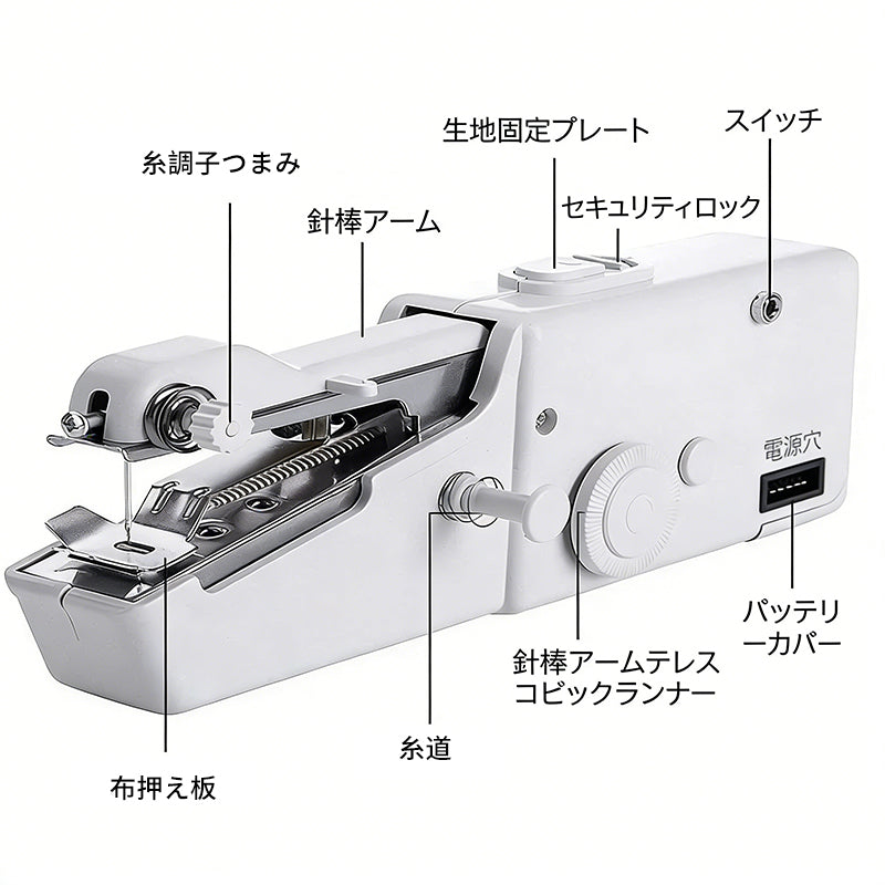携帯用ハンディ電動ミシン