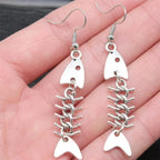 ハンドメイド 魚の骨モチーフ アンティークシルバー ピアス