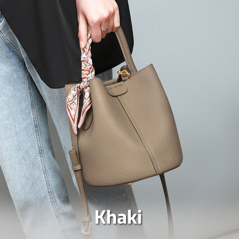 レディース ト렌드 レザー バケット ショルダーバッグ